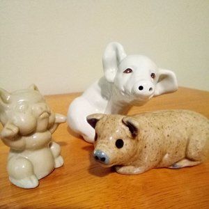 Vintage Ceramic Pig Figurines Set of 3
